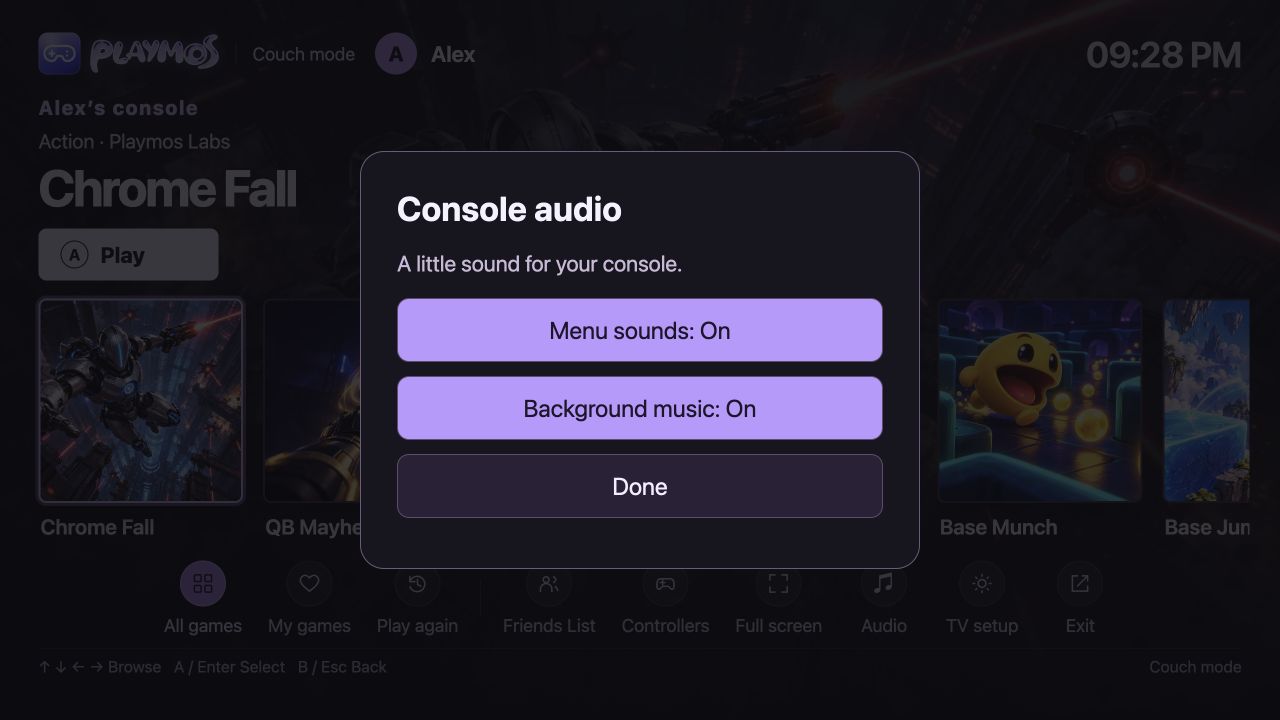 Console audio settings