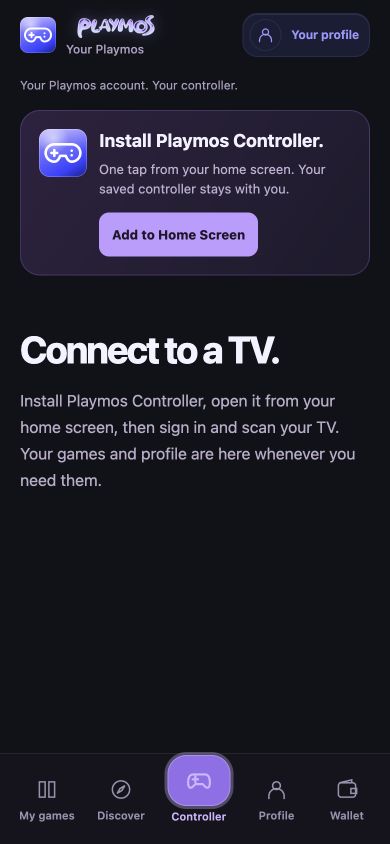 Controller setup in the center tab